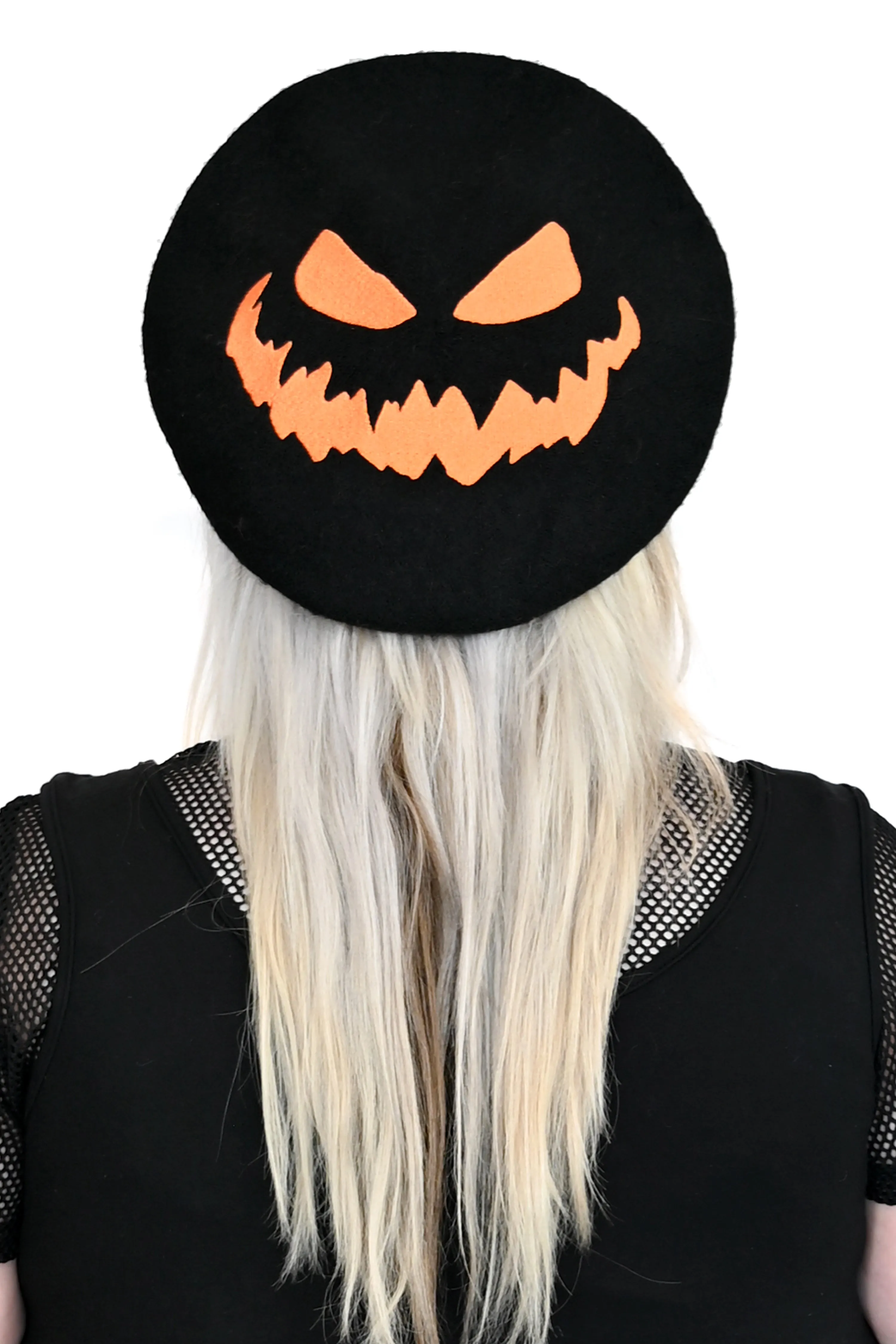 Pumpkin Face Beret - Black sold by Foxblood