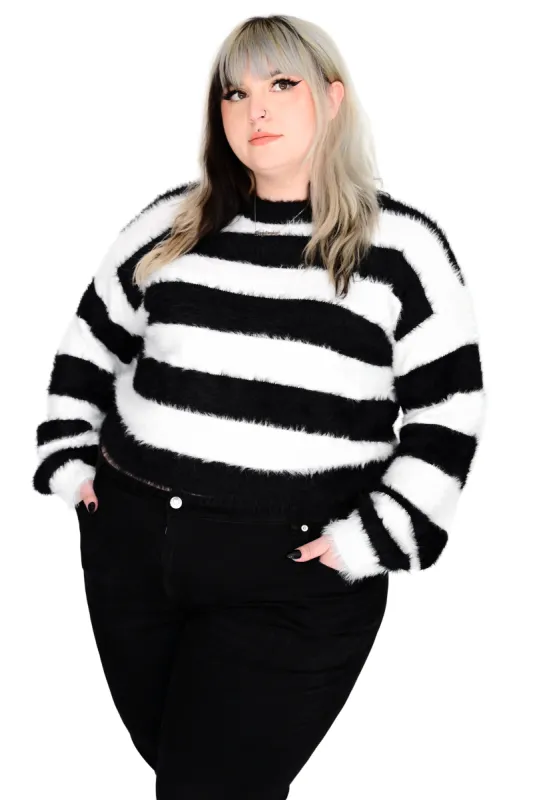 Fuzzy Striped Crop Sweater - 3XL/4XL left! sold by Foxblood
