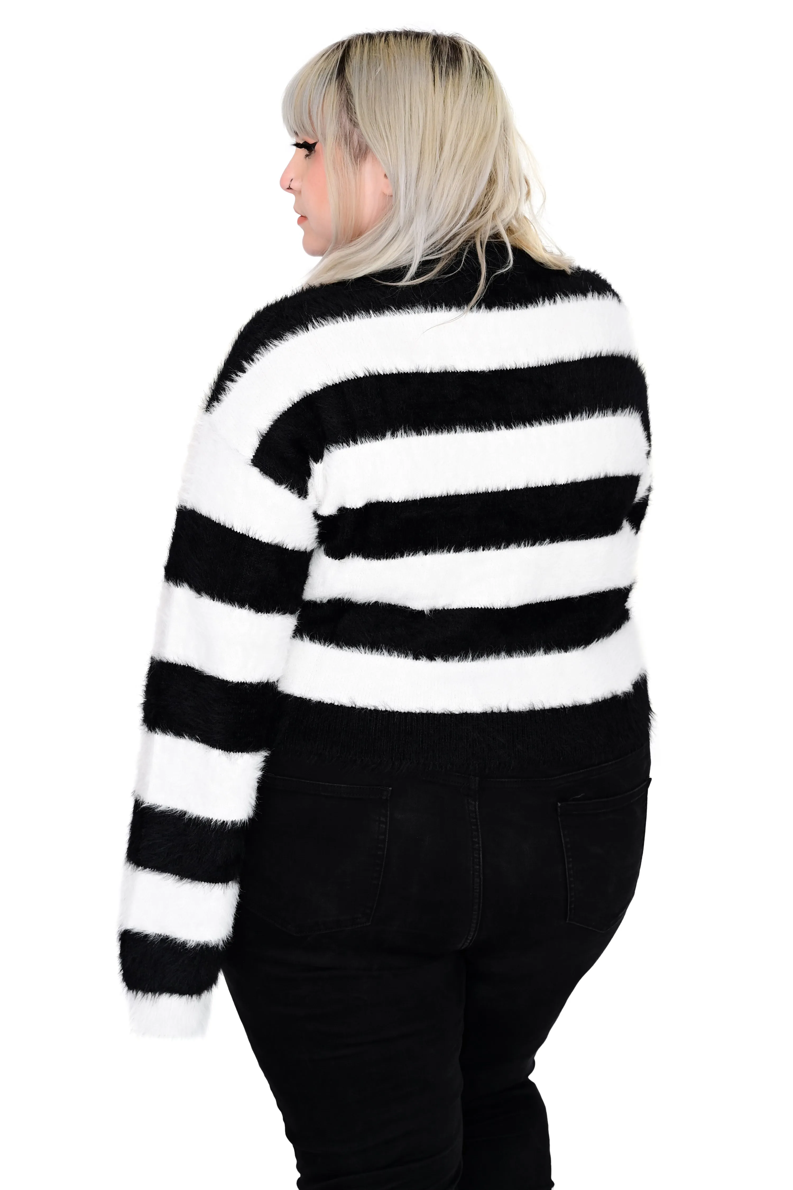 Fuzzy Striped Crop Sweater - 3XL/4XL left! sold by Foxblood product image thumbnail 3