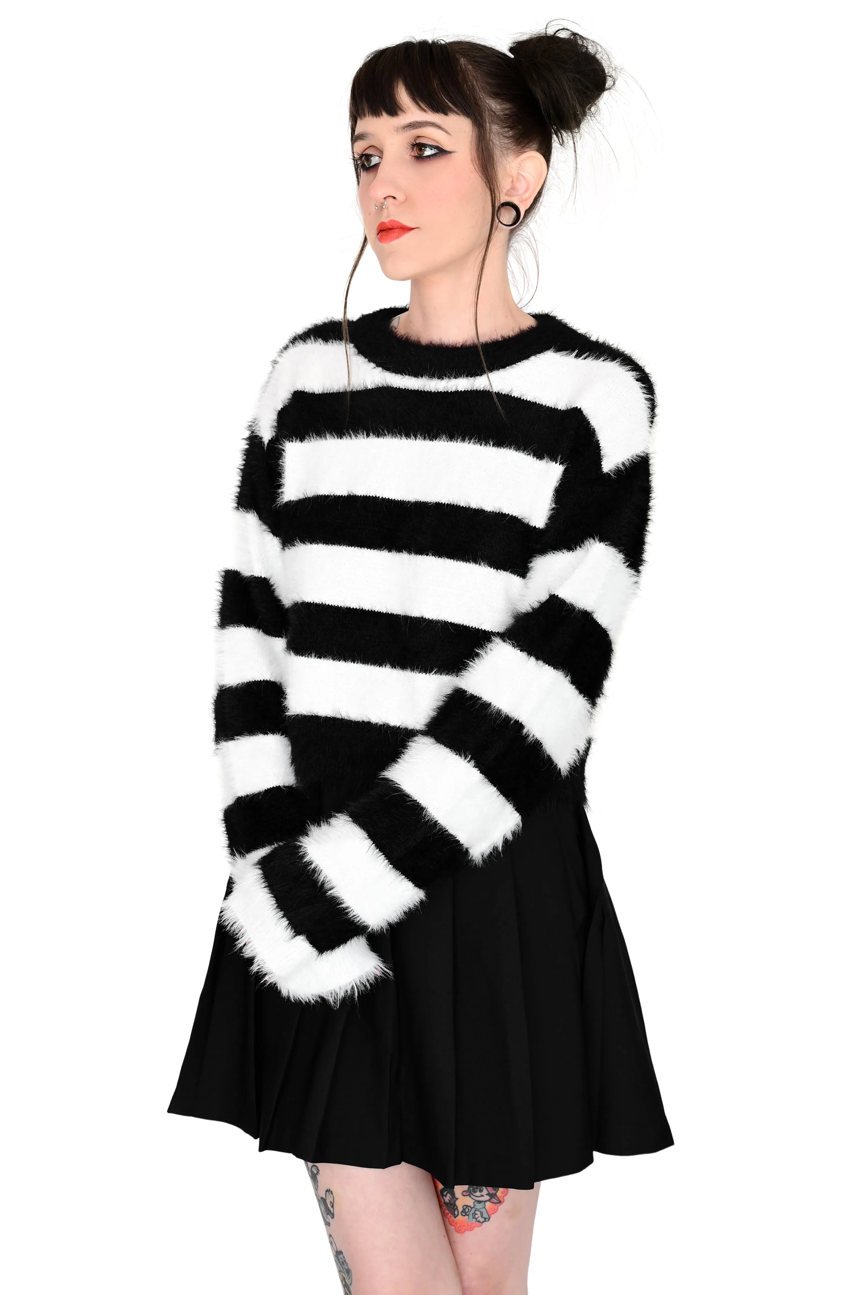 Fuzzy Striped Crop Sweater - 3XL/4XL left! sold by Foxblood product image thumbnail 5