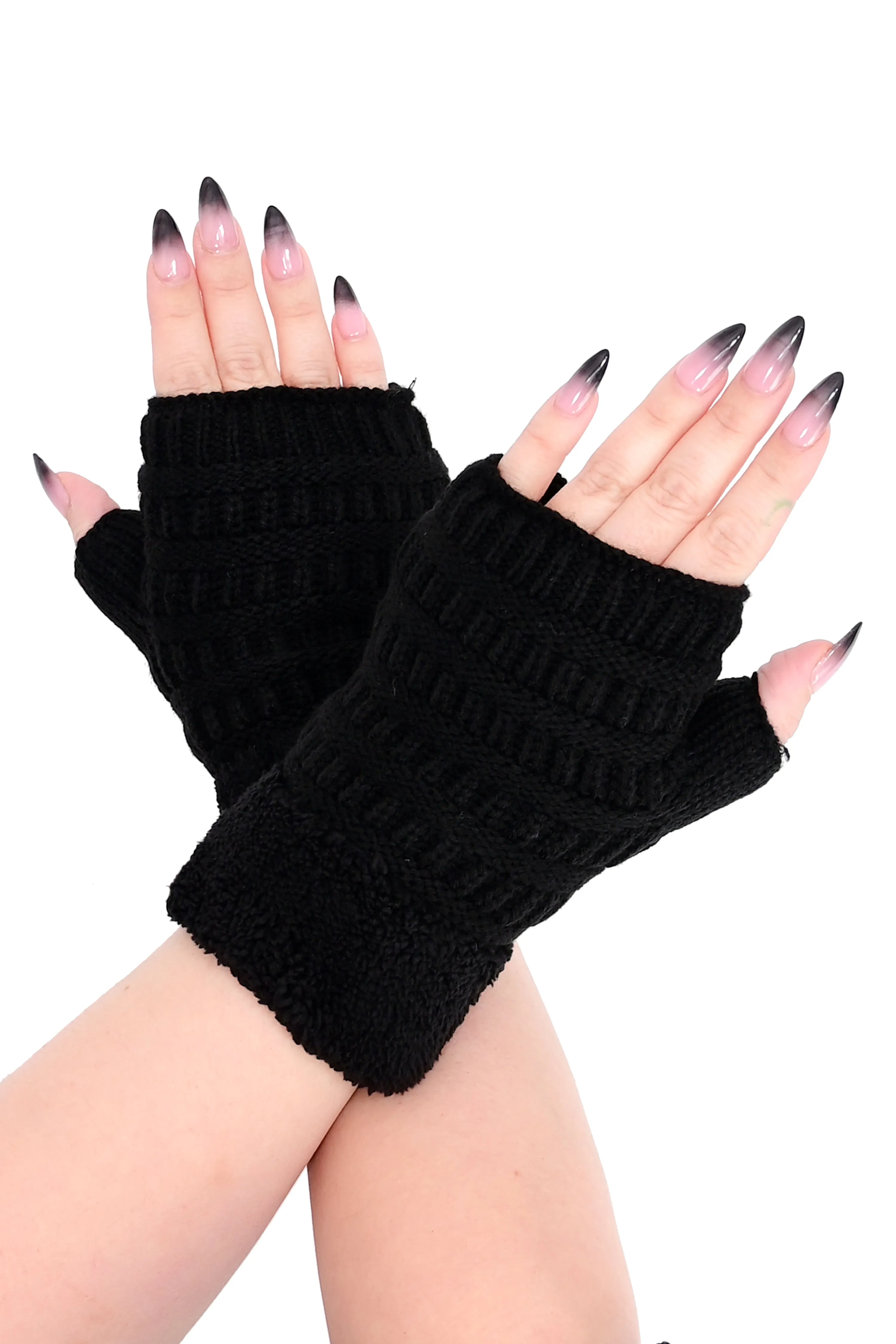 Knit Fleece Lined Fingerless Gloves sold by Foxblood