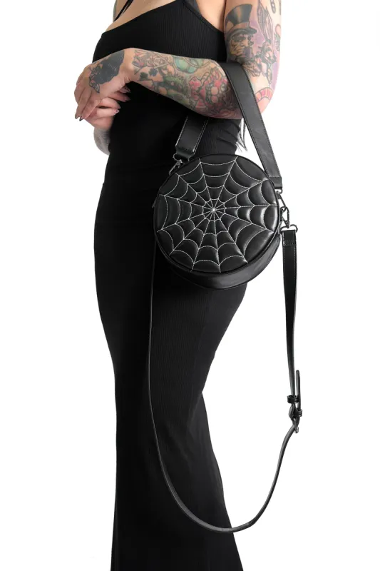 Convertible Round Spiderweb Crossbody - Black/White - Last one! sold by Foxblood