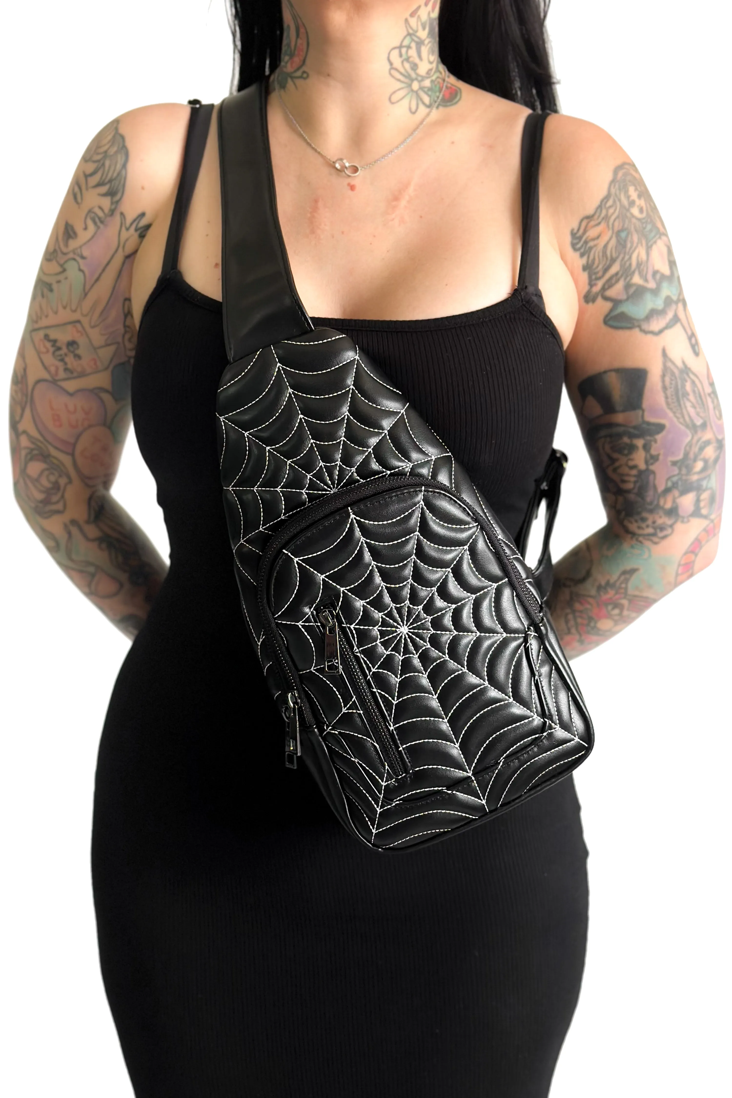 Spiderweb Sling Bag - Black/White sold by Foxblood