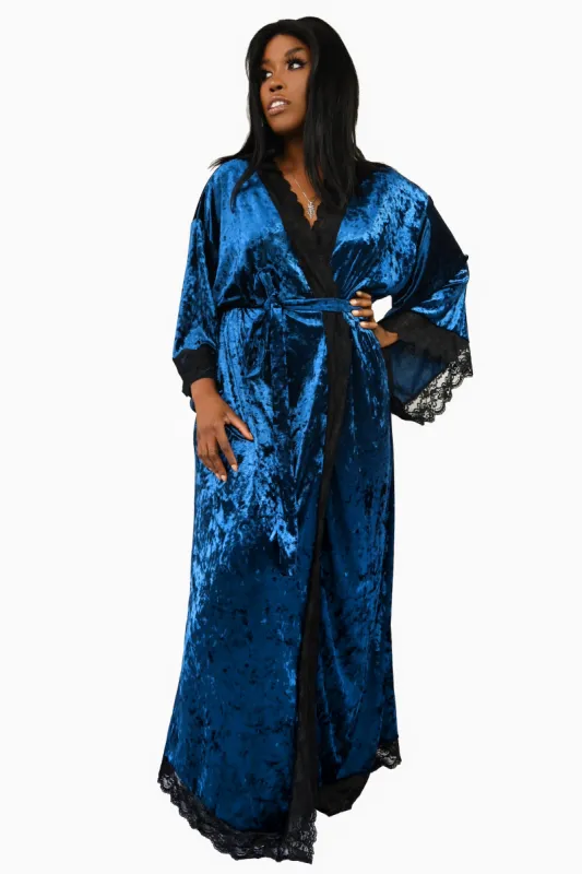 Velvet Bathory Dressing Robe - Deep Sea Blue - Limited Edition! XS/S left! sold by Foxblood
