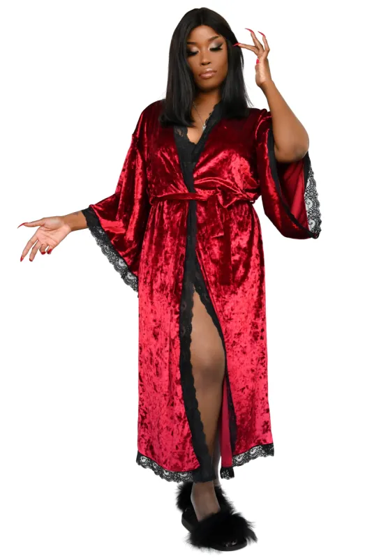 Velvet Bathory Dressing Robe - Crimson Red - Last one size XS/S sold by Foxblood