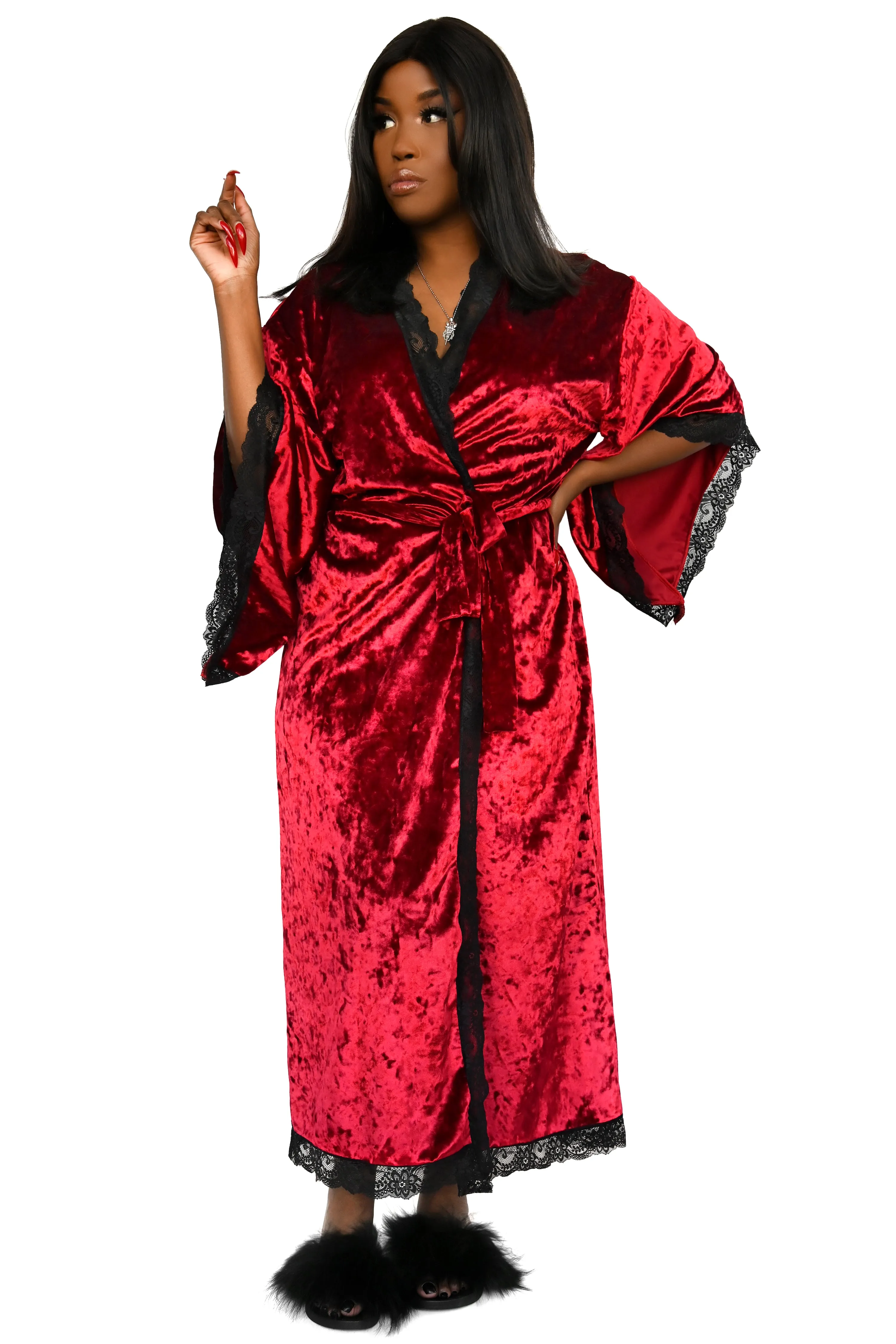 Velvet Bathory Dressing Robe - Crimson Red - Last one size XS/S sold by Foxblood product image thumbnail 2