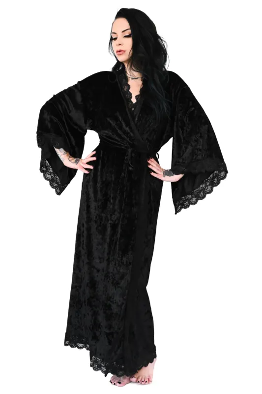 Bathory Dressing Robe - Black Velvet sold by Foxblood