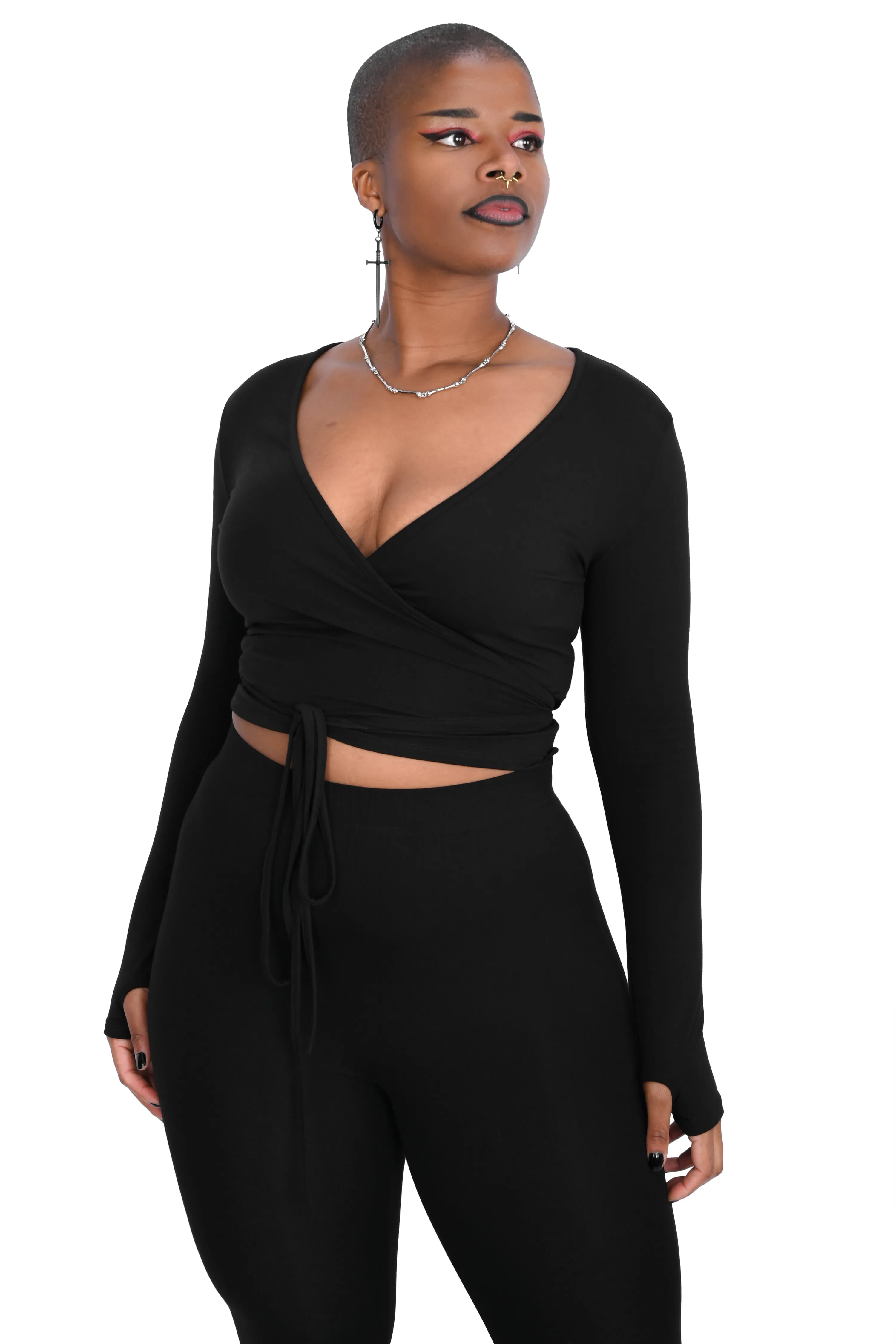 Ballet Wrap Long Sleeve Top - Sign Up For Restock Notifications! sold by Foxblood