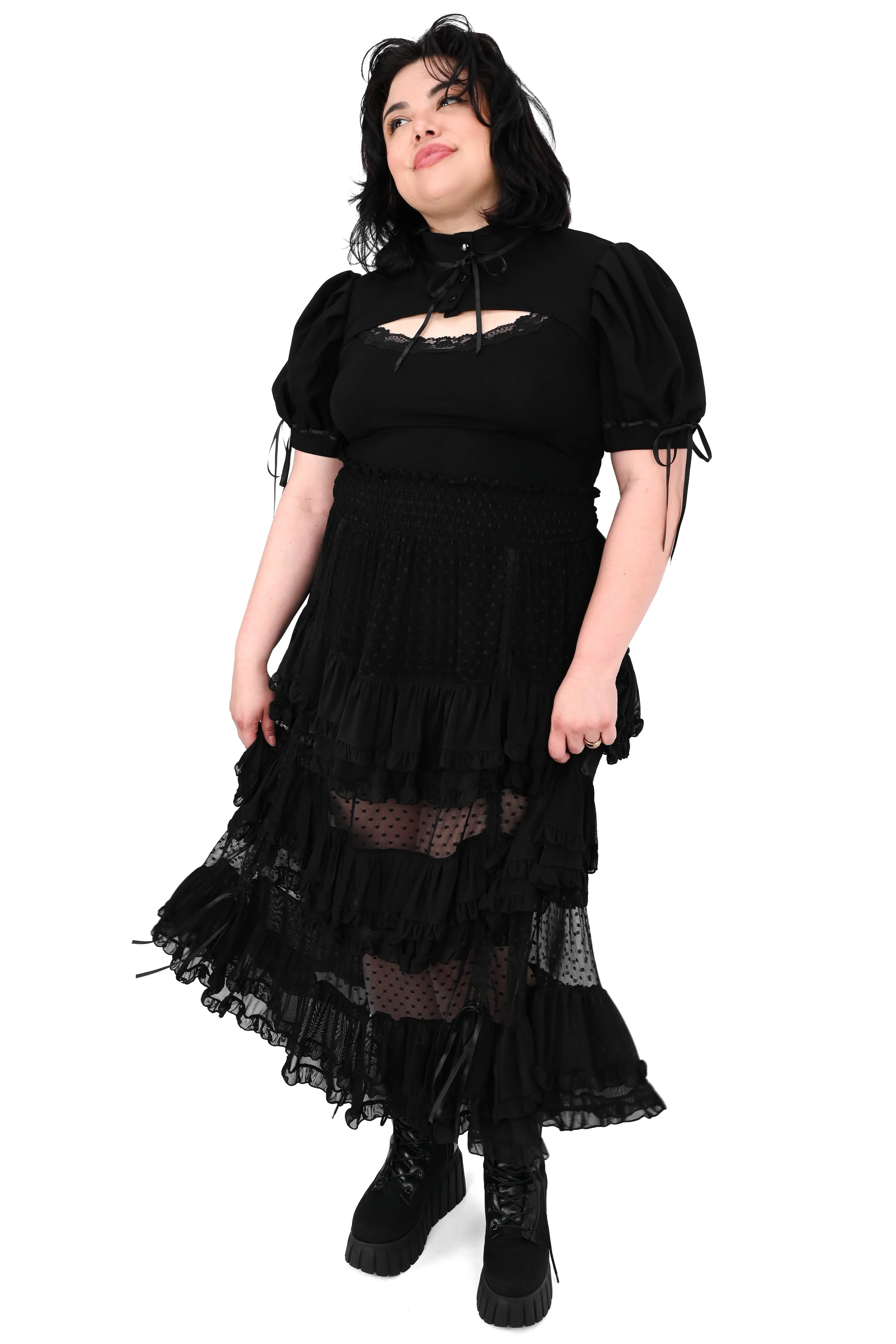 Lottie Mesh Ruffle Skirt - Sign Up For Restock Notifications! sold by Foxblood