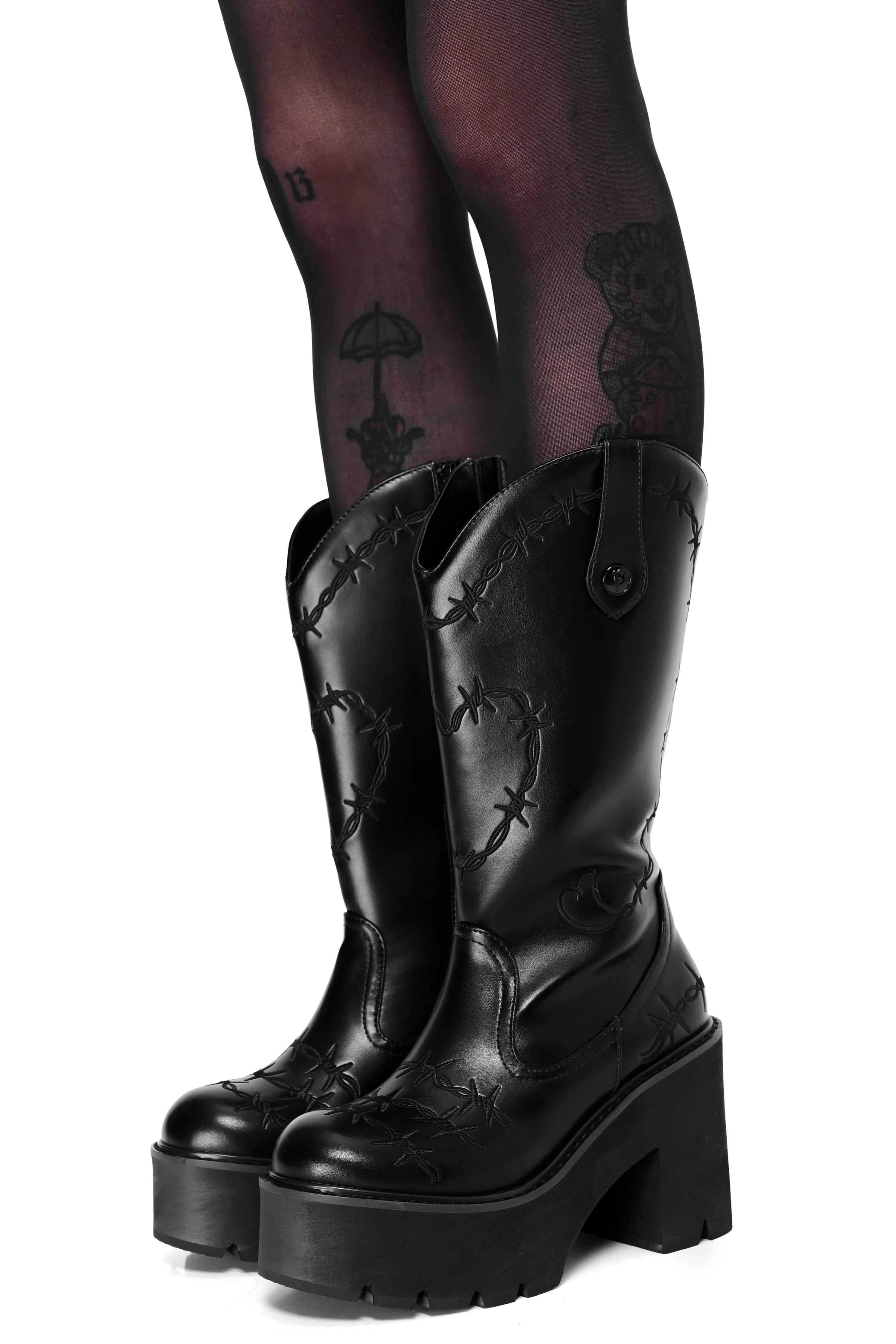 SAMPLE Barbed Wire Platform Cowboy Boots - FINAL SALE! Size 7 Wide Calf sold by Foxblood product image thumbnail 3