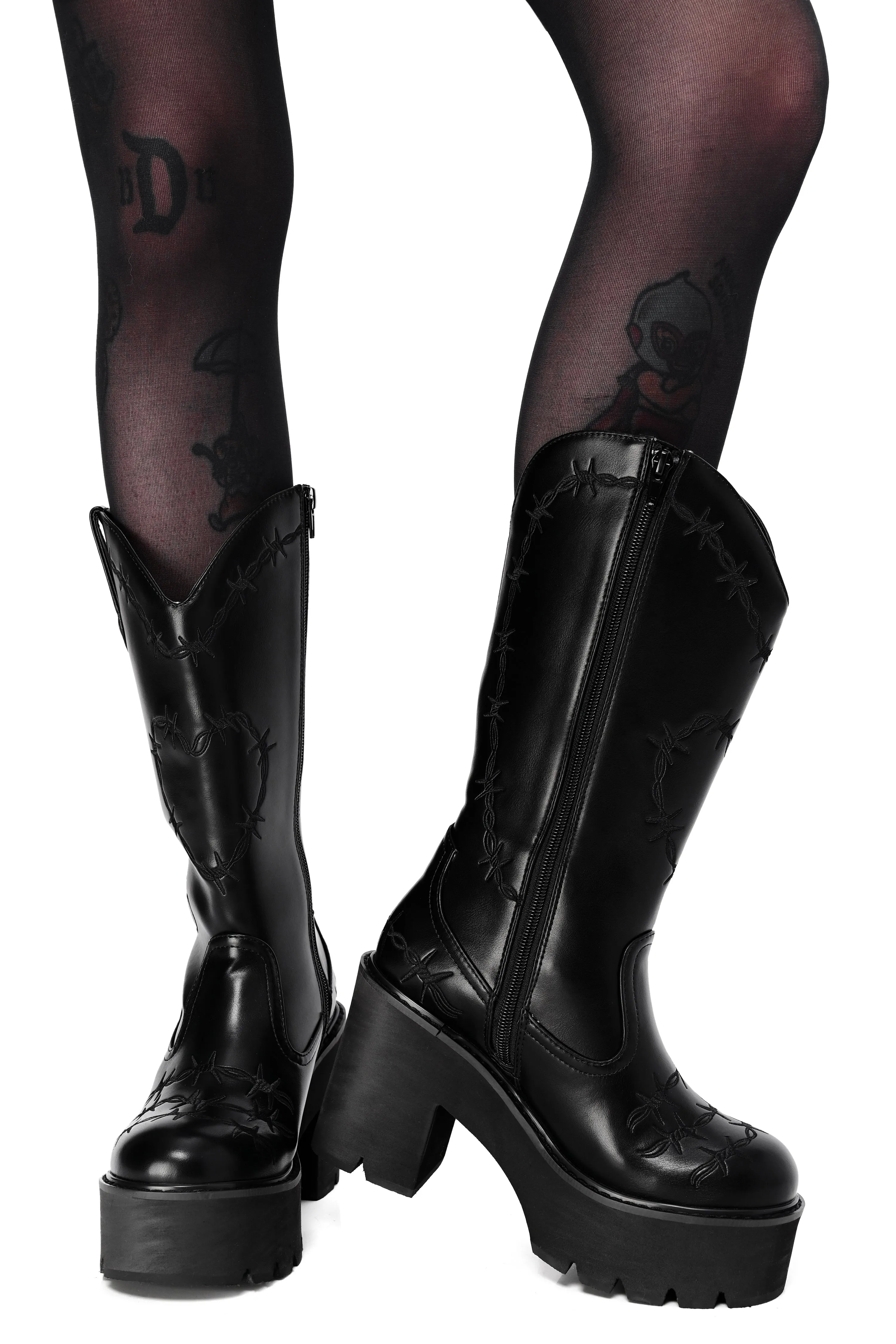 SAMPLE Barbed Wire Platform Cowboy Boots - FINAL SALE! Size 7 Wide Calf sold by Foxblood product image thumbnail 4
