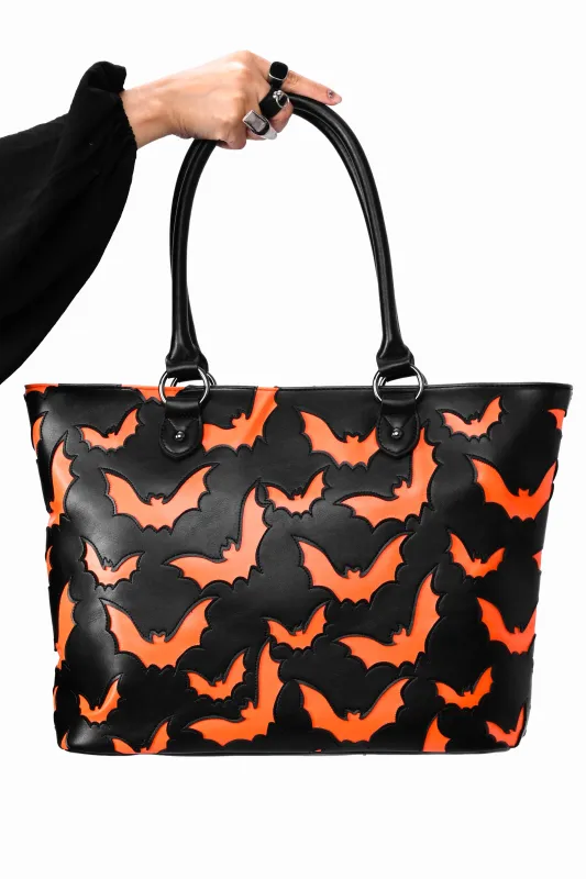 Bat Tote Bag - Black/Orange sold by Foxblood