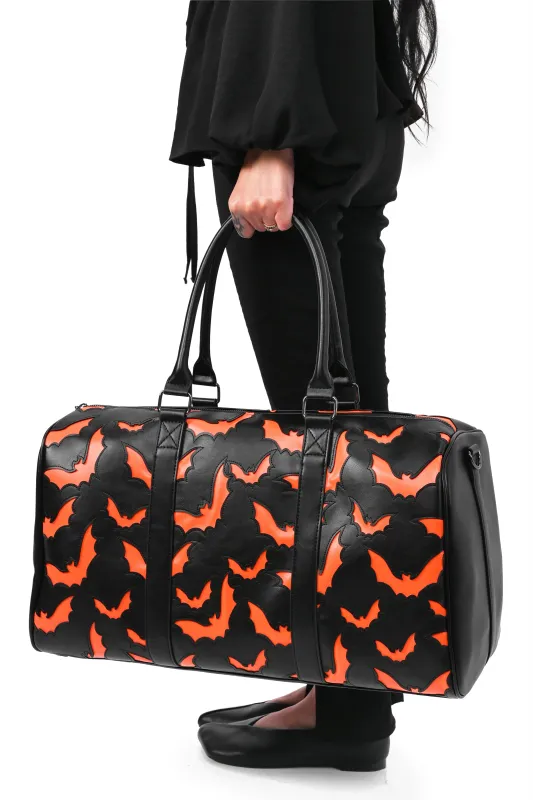 Bat Weekender Bag - Black/Orange sold by Foxblood