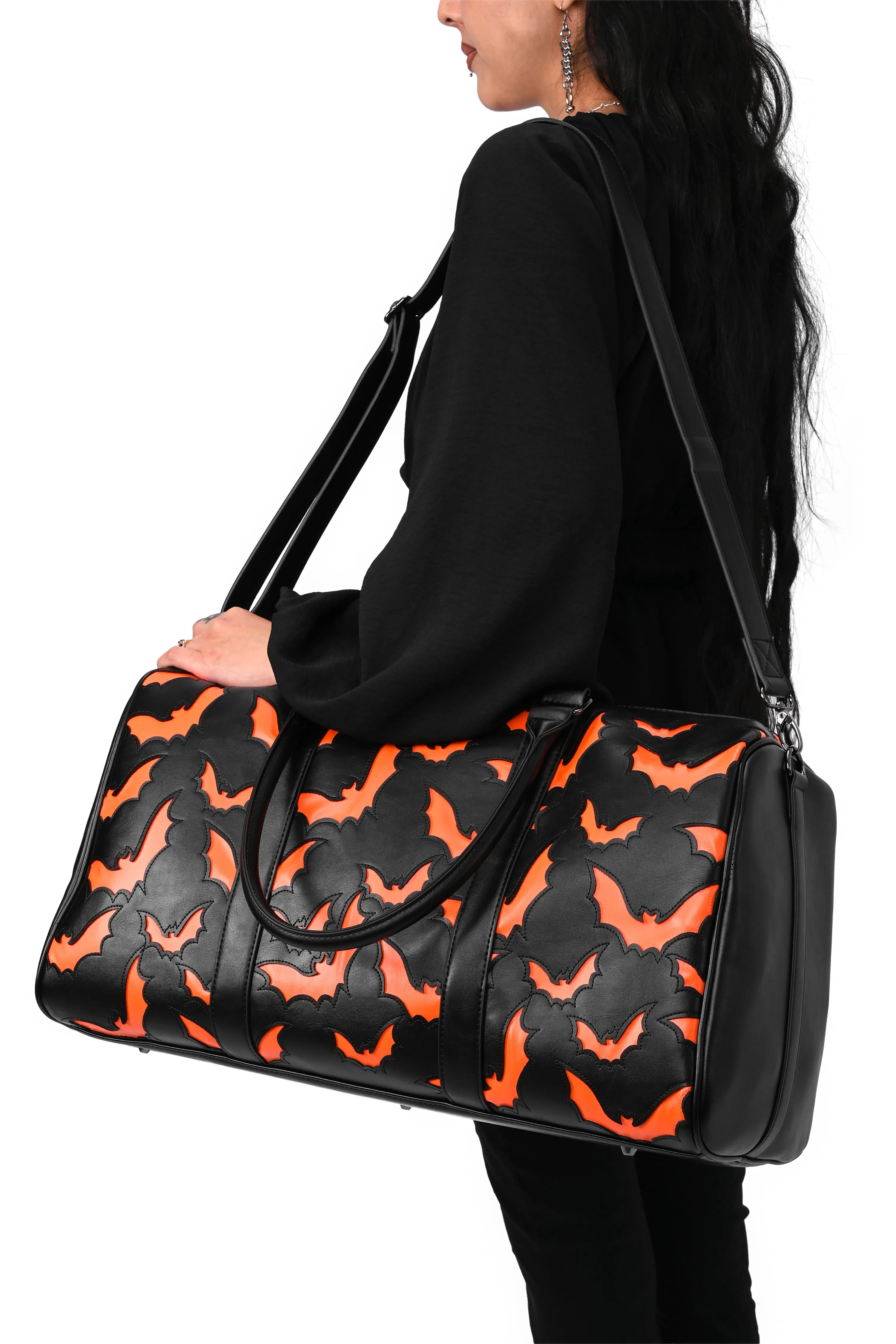 Bat Weekender Bag - Black/Orange sold by Foxblood product image thumbnail 2