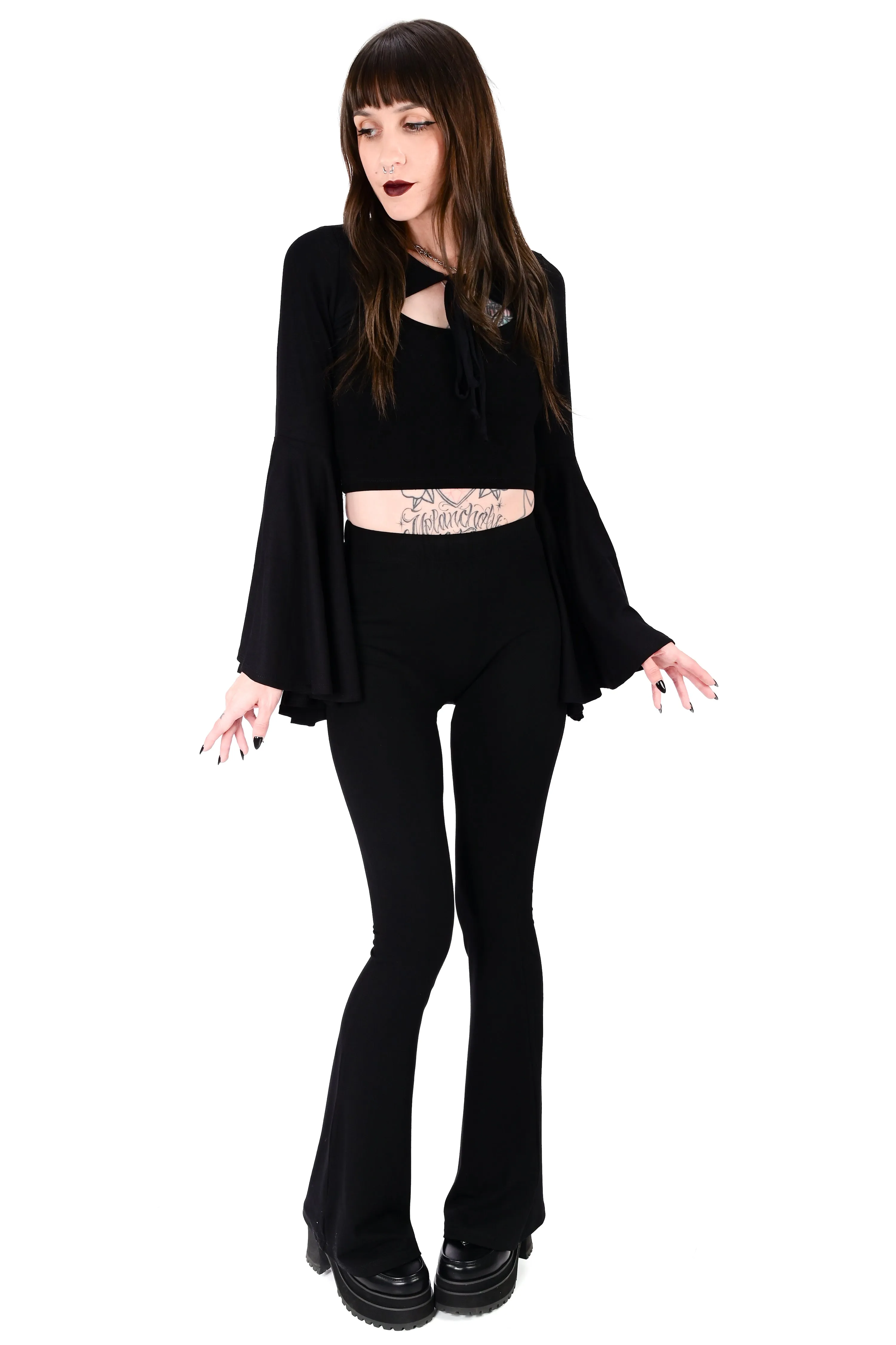 Black Seamless Flare Leggings 2.0 - Sign Up For Restock Notifications! sold by Foxblood product image thumbnail 3