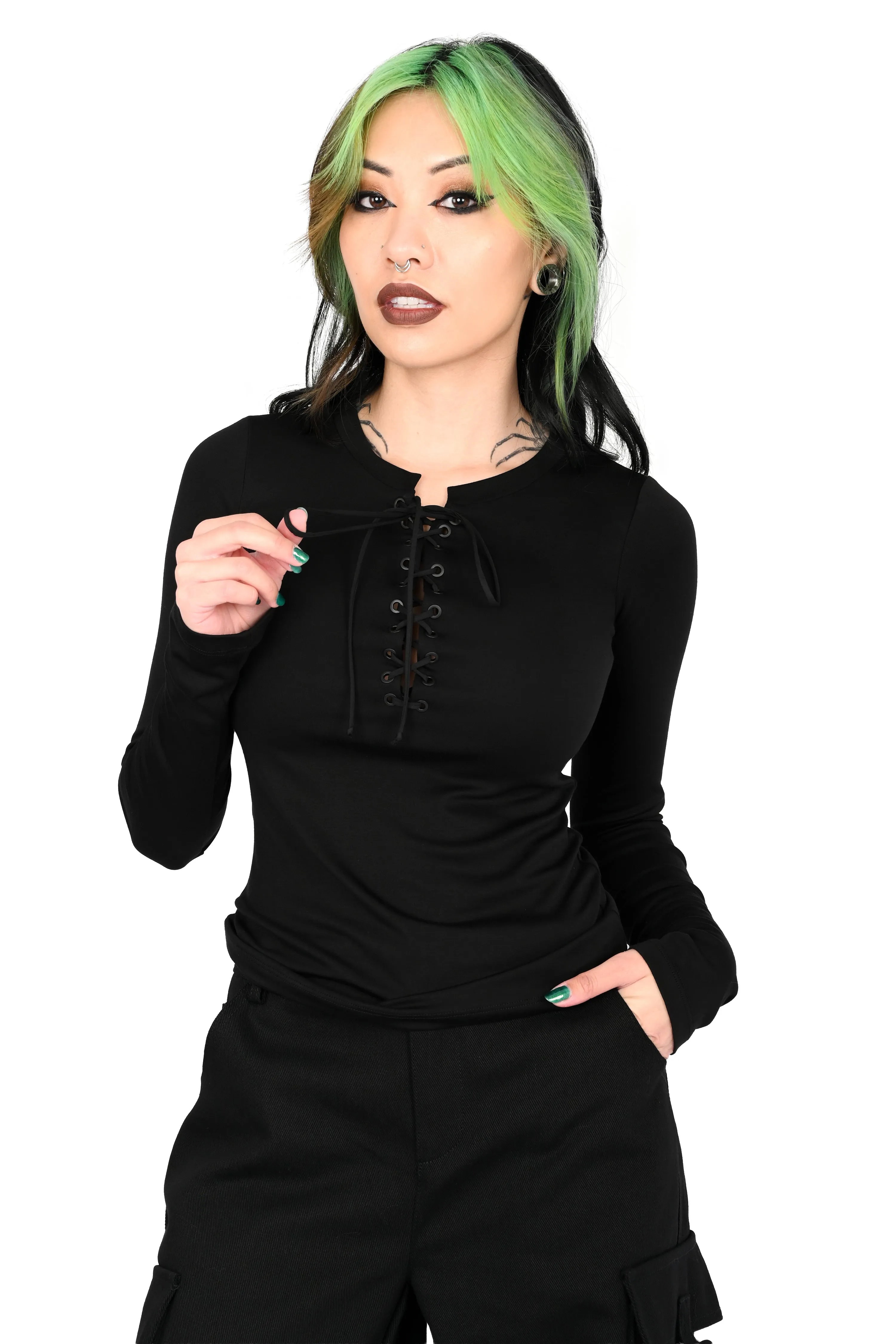 Lace Up Long Sleeve Top sold by Foxblood product image thumbnail 4