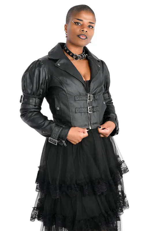 Meadow Puff Sleeve Moto Jacket made by Foxblood