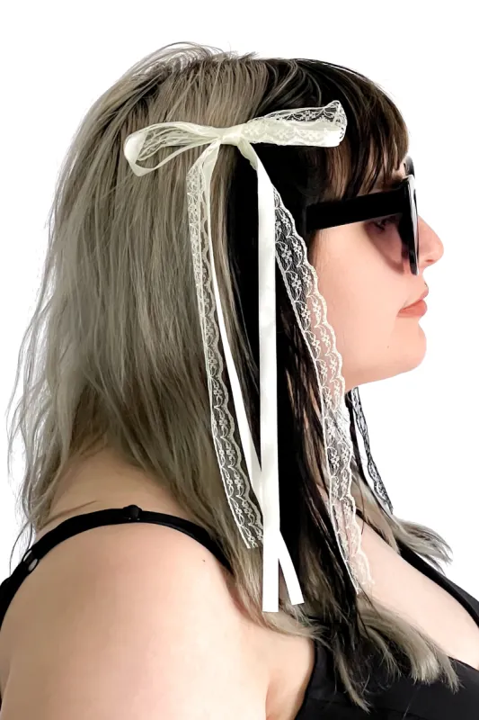 Lace Ribbon Bow - Cream sold by Foxblood