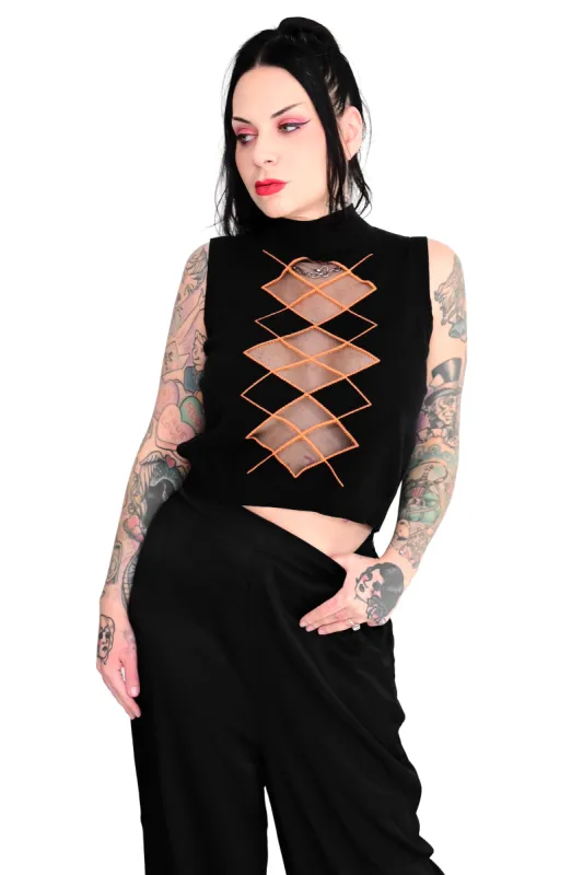 Courtney Shayne's Sweater Vest - Black / Orange - No Restock! sold by Foxblood