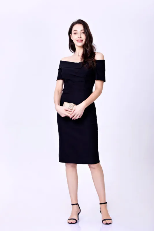 "Tyra" Black Solid Wiggle Dress sold by miss lulo