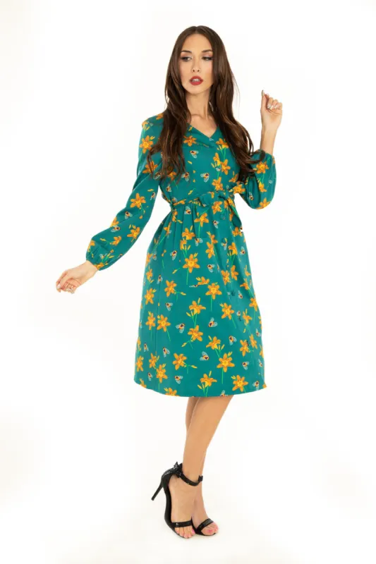 "April" Teal Multi Lilys and Bees sold by miss lulo