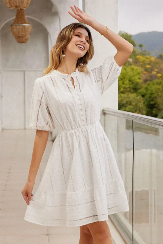 Dana | Cotton Embroidered Mini Dress sold by miss lulo