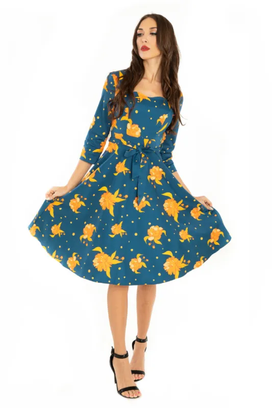 "Mira" Navy Orange Floral sold by miss lulo