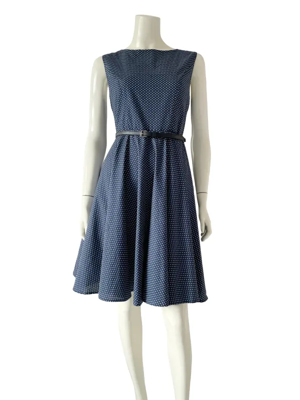 "Ruby" Navy White Polka Dots sold by miss lulo