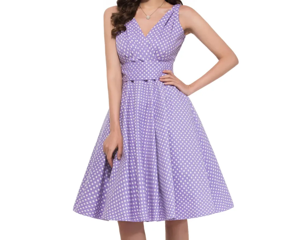 "Julie" Lavender Polka Dot Dress sold by miss lulo