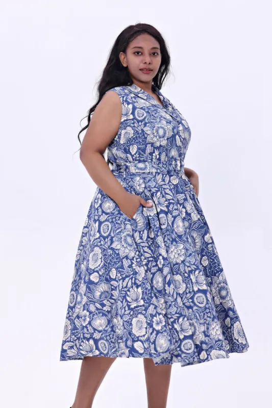 "Jani" Blue Monochrome Florals sold by miss lulo