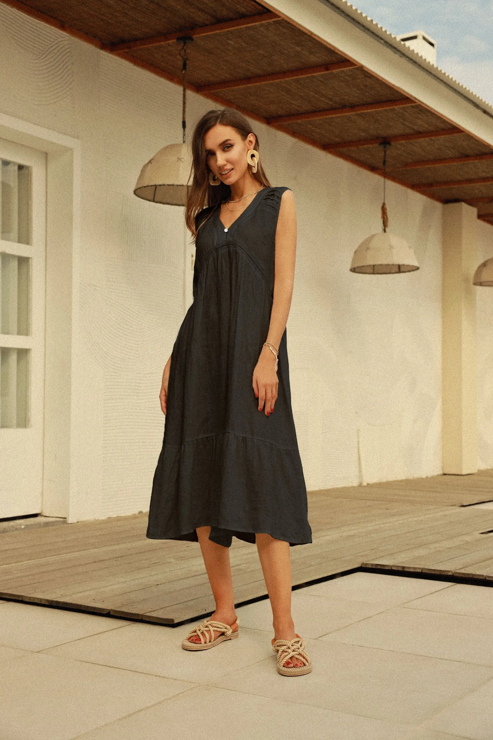 Gaby | Hemp-Linen Midi Nightgown Dress sold by miss lulo product image thumbnail 5