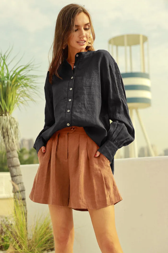 Helen | Flax-Linen Oversized Button-Up Shirt sold by miss lulo product image thumbnail 5