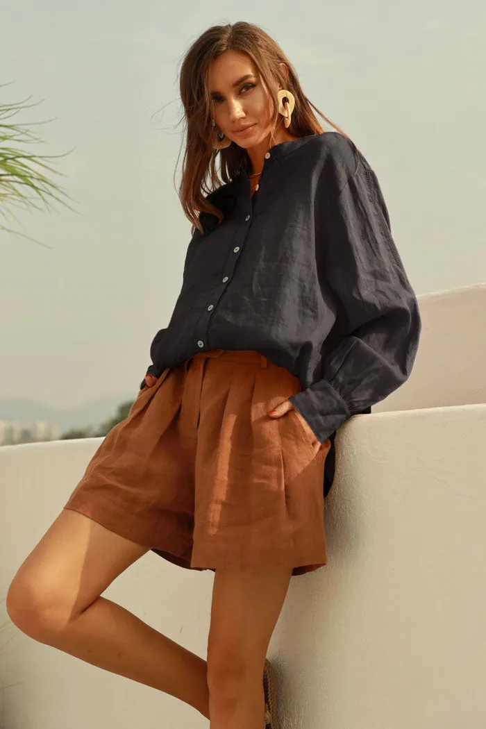 Helen | Flax-Linen Oversized Button-Up Shirt sold by miss lulo product image thumbnail 4