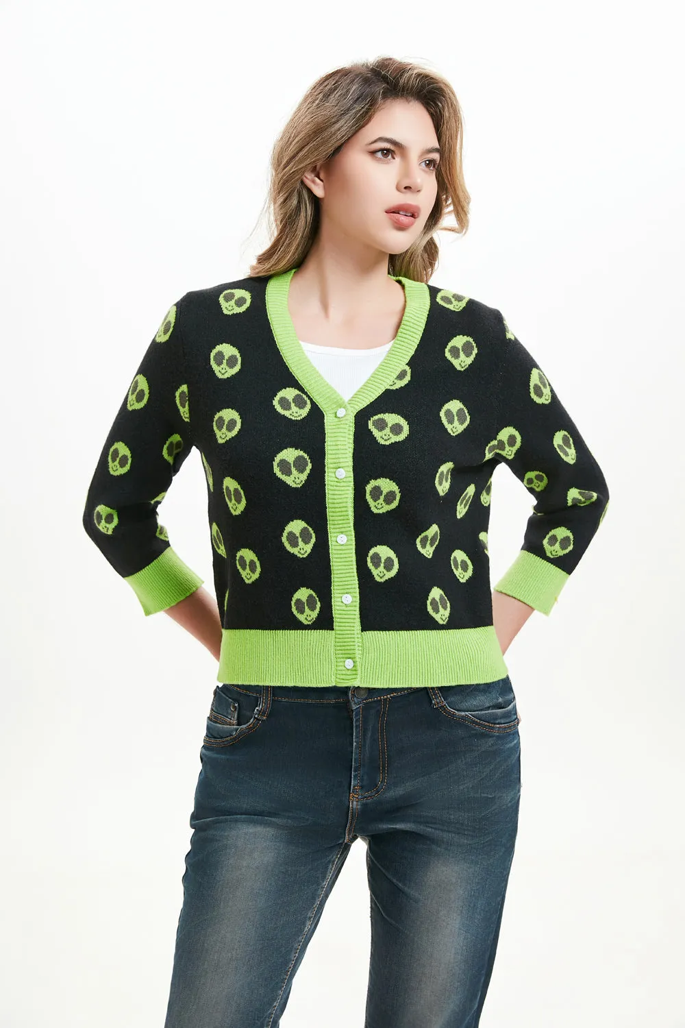 "Skye" Alien Encounter All Over Print Cardigan sold by miss lulo product image thumbnail 3