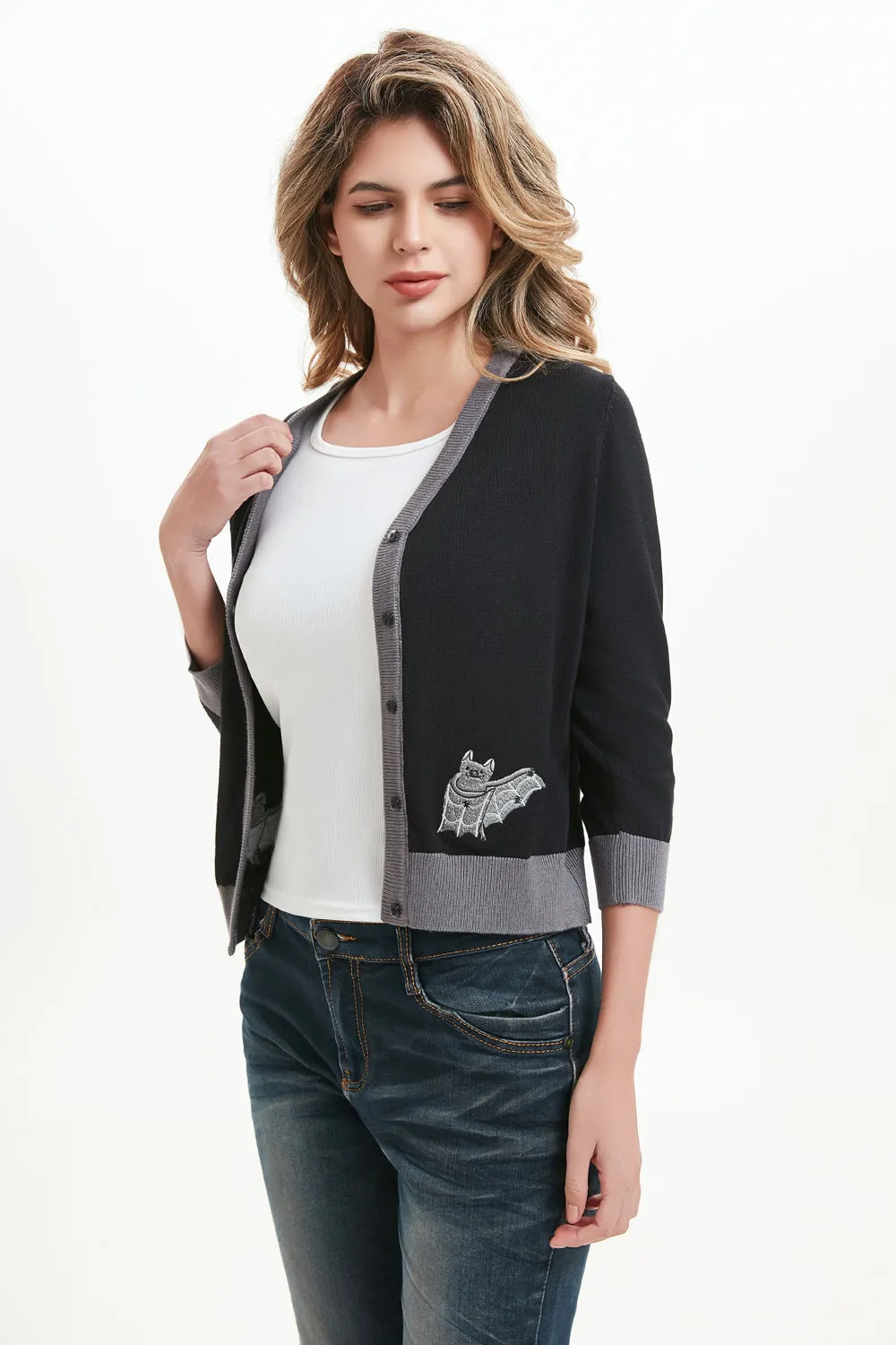"Skye" Moonlit Bats Embroidered Cardigan sold by miss lulo product image thumbnail 3
