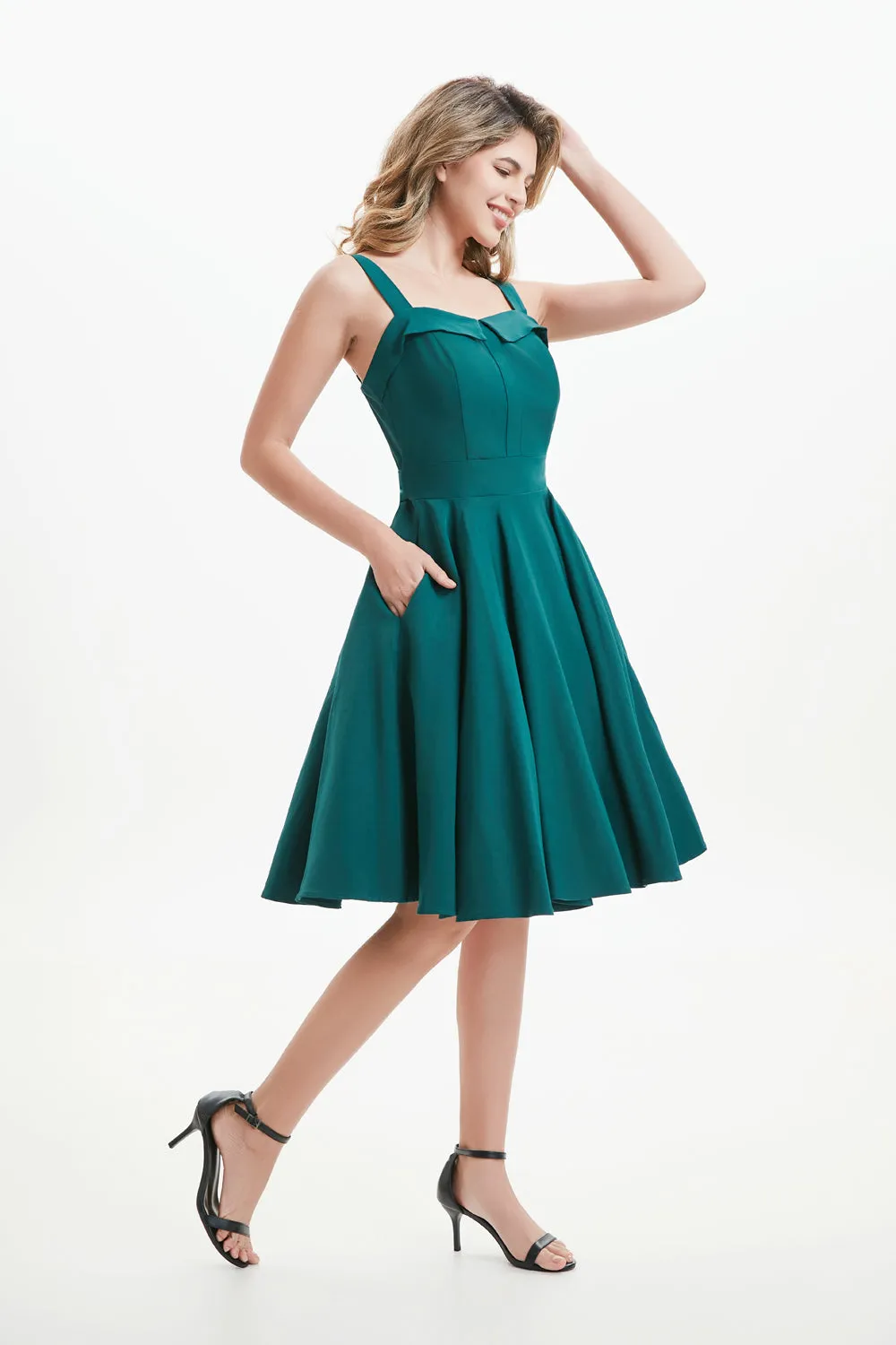 "Kyla" Teal (Solid) Viscose Blend with Stretch sold by miss lulo product image thumbnail 3