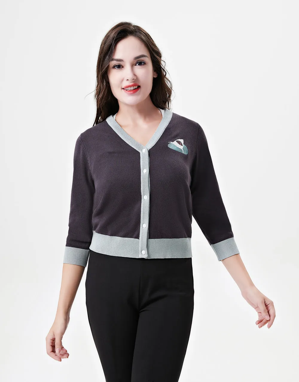 "Skye" Shark Serenade Embroidered Cardigan sold by miss lulo product image thumbnail 4
