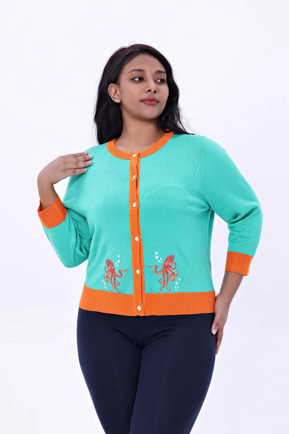 "Leslie" Octopus Embroidered Cardigan sold by miss lulo product image thumbnail 4