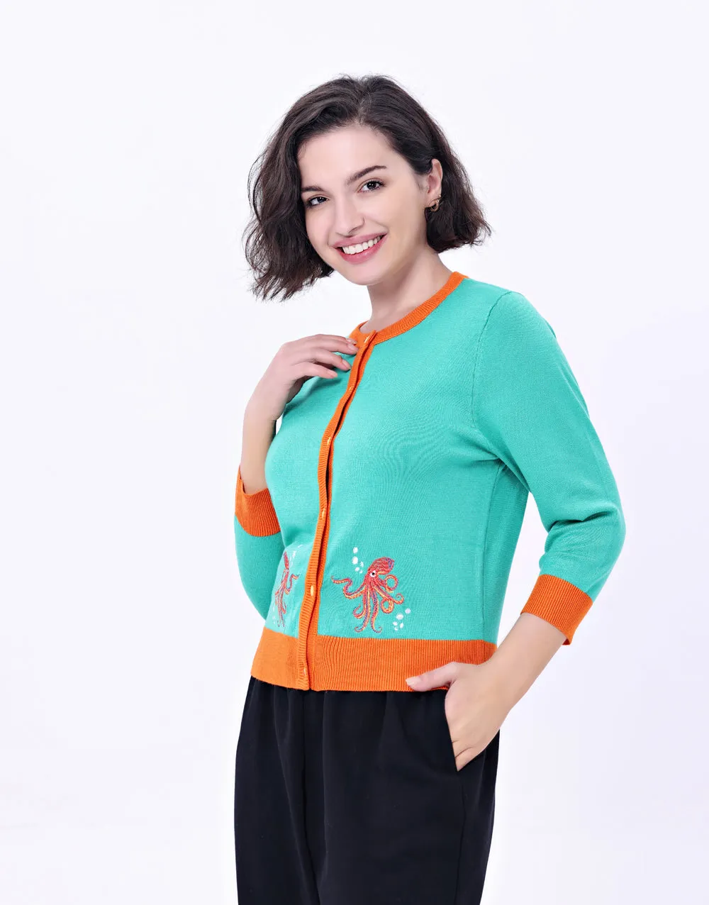 "Leslie" Octopus Embroidered Cardigan sold by miss lulo product image thumbnail 2