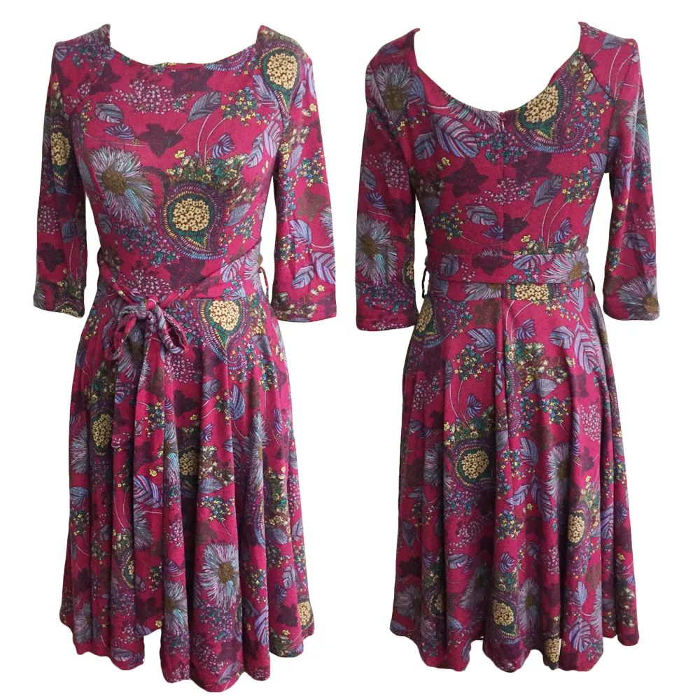 Wine Floral Knit Dress sold by miss lulo product image thumbnail 2
