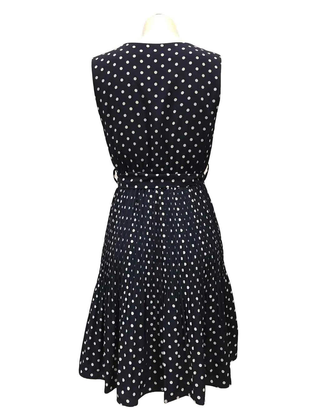 Navy Polka Dot Pleated Skirt Dress sold by miss lulo product image thumbnail 2