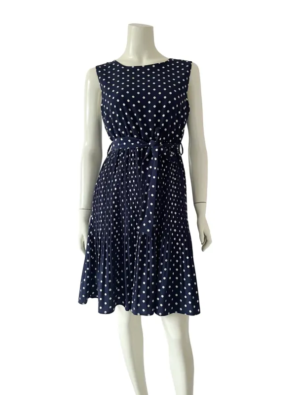 Navy Polka Dot Pleated Skirt Dress sold by miss lulo
