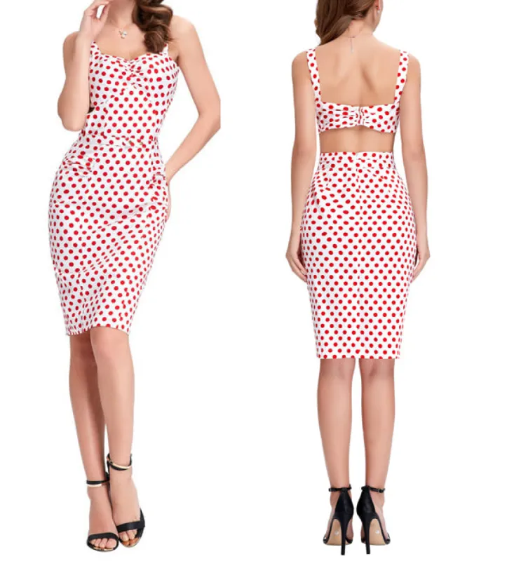 Open Back Polka Dot Body Con Dress sold by miss lulo