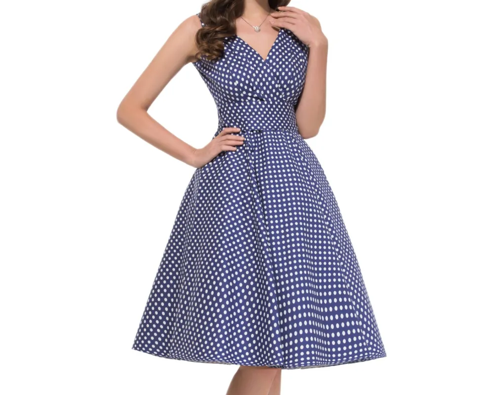 "Julie" Blue Polka Dot Dress sold by miss lulo