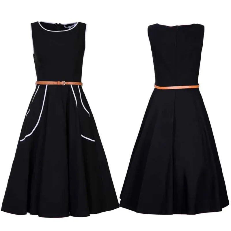 Solid Black w/ White Piping Dress sold by miss lulo