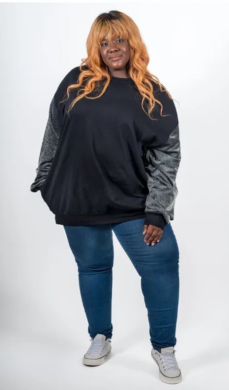 Black Glitter Long Sleeve Top sold by Hey Peach