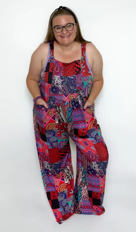 Patchwork Overalls sold by Hey Peach