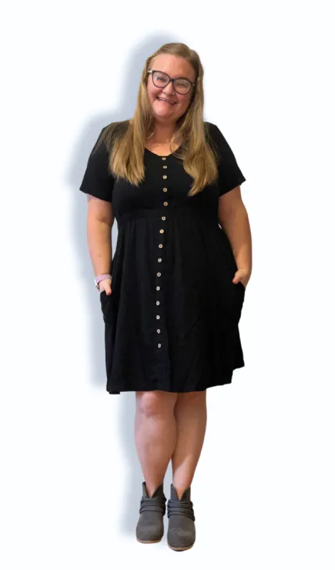 Black Button Dress sold by Hey Peach
