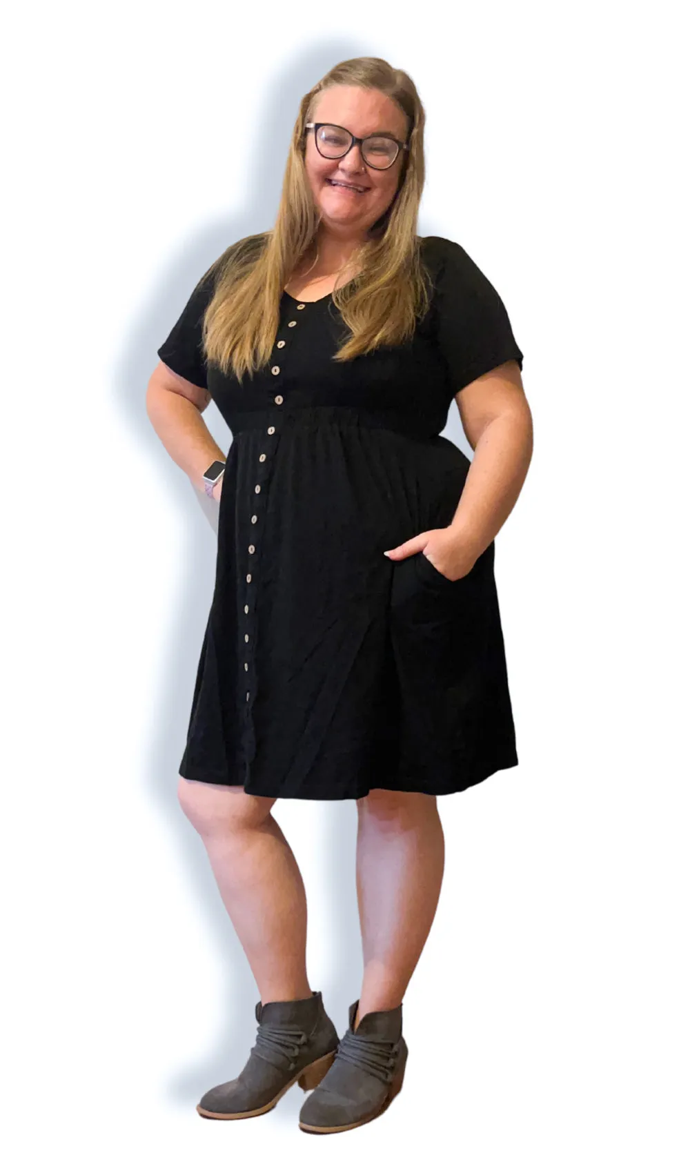 Black Button Dress sold by Hey Peach product image thumbnail 2