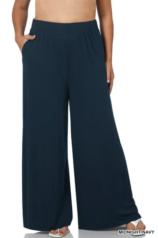 Navy Wide Leg Pants sold by Hey Peach